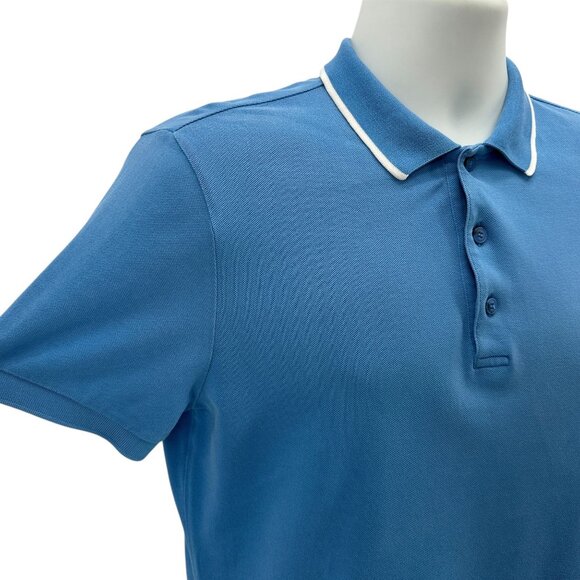 Burberry London England Mens Medium Polo Shirt Blue Short Sleeve - Picture 2 of 6
